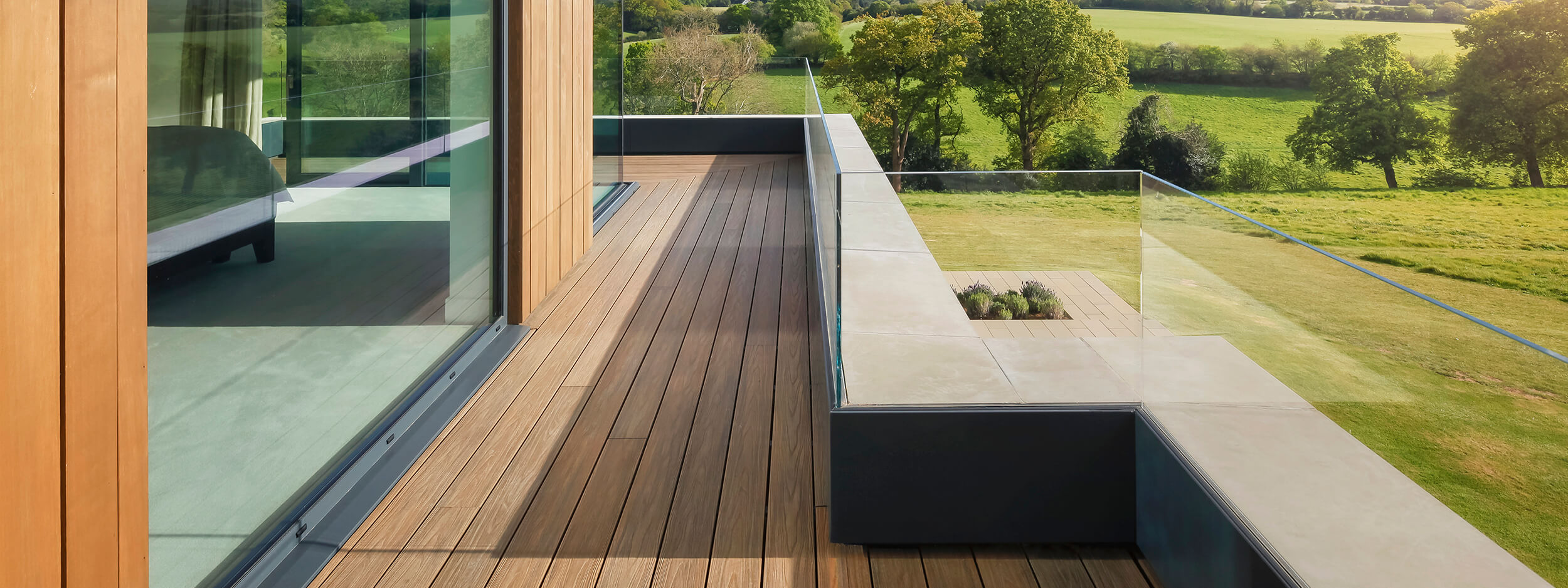 HD Deck® Dual composite decking on a beautiful raised terrace in Surrey