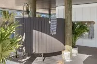 Elements decking used as cladding to create a shower surround