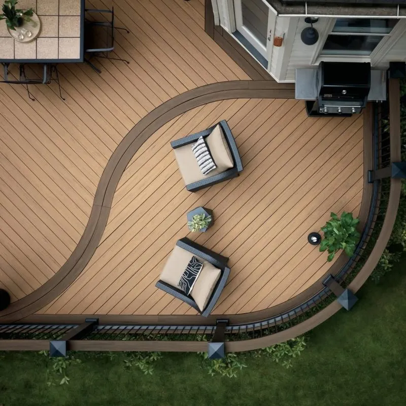 An installation of Elements decking showing how the boards can be curved part 2