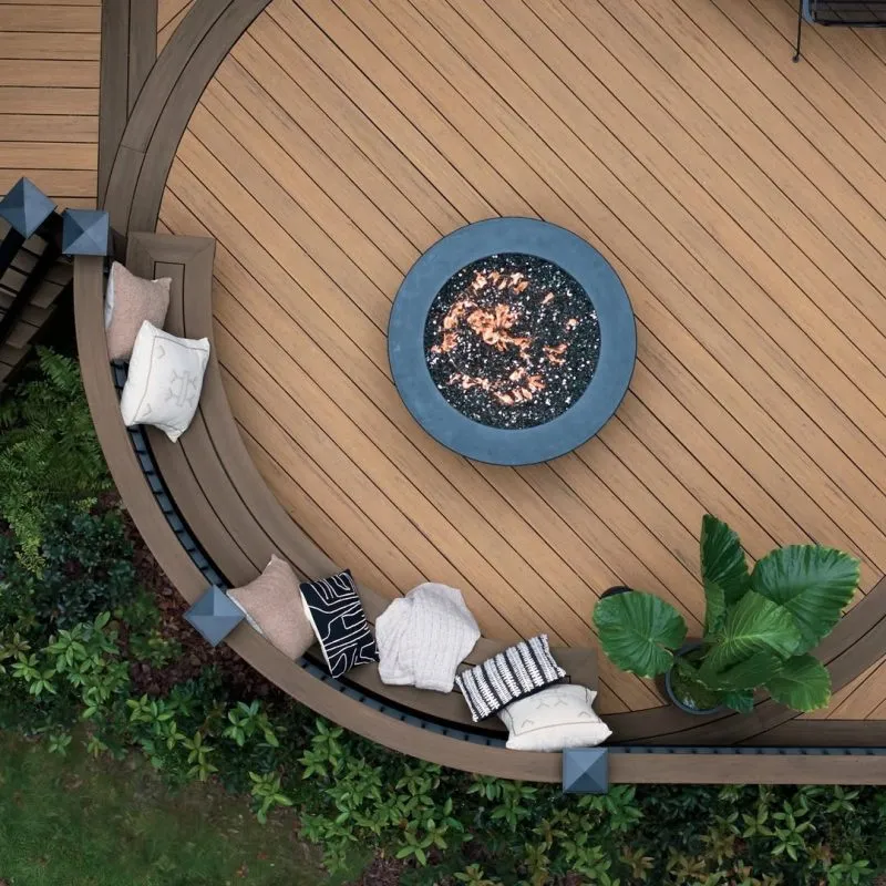 An installation of Elements decking showing how the boards can be curved